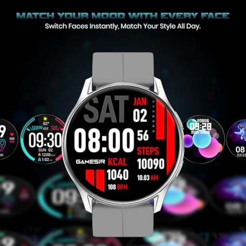 Image of GameSir Evo Vista Smartwatch, 1.39 inch HD Round Display, Bluetooth Calling, Heart Rate & SPO₂, 100+ Sports Modes, IP67, Long Battery Life for Men & Women (Magnatic Grey)