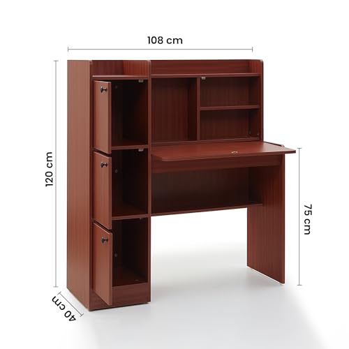 Image of Green Soul Nile Study Table| Writing and Computer Desk for Students, Adults, and Professionals | Engineered Wood | Safeli Brown|3 cabinets, 3 Shelves| 3 Year Warranty Installation Provided