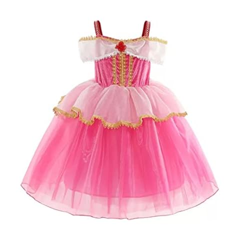 Sleeping Beauty Dress Up for Girls - Aurora Fancy Dress Princess Costume for Kids Toddlers Birthday/Party/Funfair/Halloween, Age 4-5 Years Cover