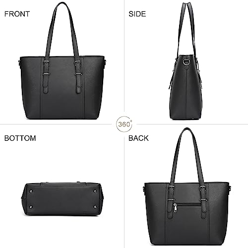 Women Purses and Handbags Tote Shoulder Bag Top Handle Satchel Bags for Ladies Purse Set (Black 2pcs Set)