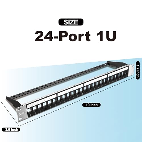 image for Jadaol 19” 1U Shielded Blank Patch Panel, 24-Port Rack Mount Keyston
