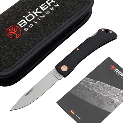 Böker Manufaktur Solingen Taschenmesser Rangebuster Black Copper - Messer aus eisgehärtetem Stahl - Griffmaterial aus schwarzem Canvas Micarta - liegt angenehm in der Hand