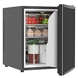 HOMCOM Mini Kühlschrank 44L/46 Dosen Kleiner Kühlschrank mit einstellbarem Thermostat, verstellbaren Einlegeböden, Innenbeleuchtung, Verstellbare Fußpolster für Schlafzimmer, Büro, Wohnheim, Schwarz