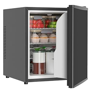 HOMCOM Mini Kühlschrank 44L/46 Dosen Kleiner Kühlschrank mit einstellbarem Thermostat, verstellbaren Einlegeböden, Innenbeleuchtung, Verstellbare Fußpolster für Schlafzimmer, Büro, Wohnheim, Schwarz
