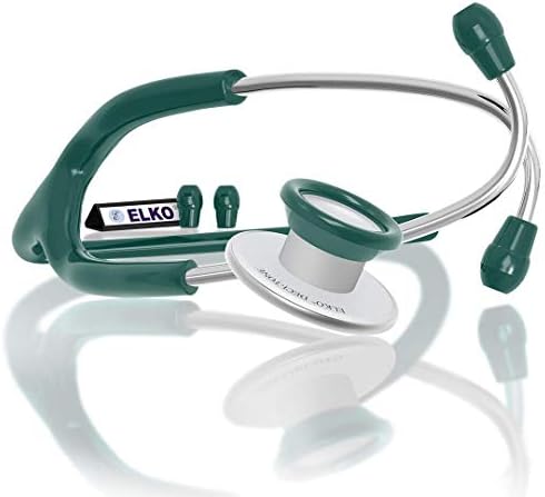 ELKO EL-130 DECI-TONE Aluminium Head Acoustic Stethoscope For Doctors,Nurses & Medical Students|Dual Head Lightweight Chest Piece With U-Shaped Latex-Free PVC Tubing|Soft Sealing Ear Knobs (Green)