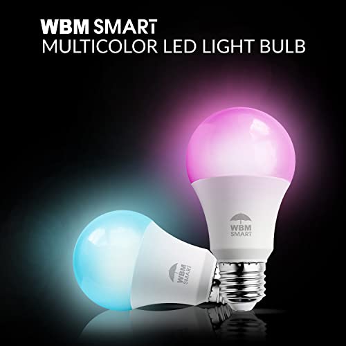 WBM SMART LED Color Changing Lights, Compatible with Alexa & Google Assistant, RGBW 2700K-6500K, 60 Watt Equivalent Multicolor, Dimmable with App, A19 E26, No Hub Required, 2.4GHz WiFi Only, 4 Counts by Himalayan Glow - Used condition - Image 2