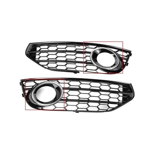Compatible For Audi A4 B8 B8.5 ALLROAD 2009-2015 8K0807681J01C 8K0807682J01C Honeycomb Hex Fog Lamp Grill(Chrome Silver), Car Front Fog Light Grille Cover