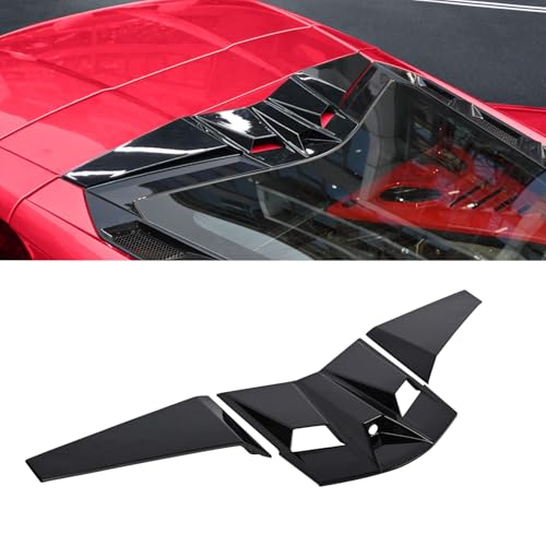 BILLFARO Black Rear Decklid Camera Cover and Roof Spoiler Kit,ABS Plastic Rear-View Windshield Widebody Roof Set for Corvette C8 Stingray Z51 2020+ and for Corvette C8 Z06 2023+/E-Ray 2024+