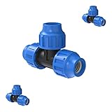 Kirchhoff Fitting T Kunststoff | 25 x 25 x 25 mm | für HDPE Rohr | 3 Stück im Set | Verschiedene Größen | DVGW geprüft | Trinkwasserqualität | Made in EU, Schwarz, 25 mm