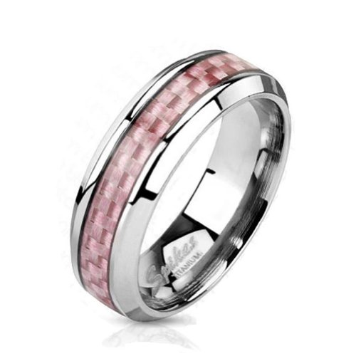 Paula & Fritz® Solider Titanring Silber Carbon P mit Carbon Pem Carboninlay 53 Cover