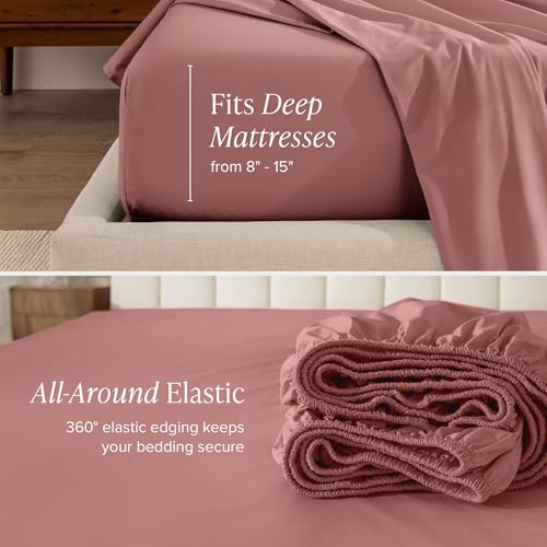Bare Home 100% Organic Cotton Percale Sheet Set (Twin XL, Dusty Rose) by Bare Home - Used condition - Image 7
