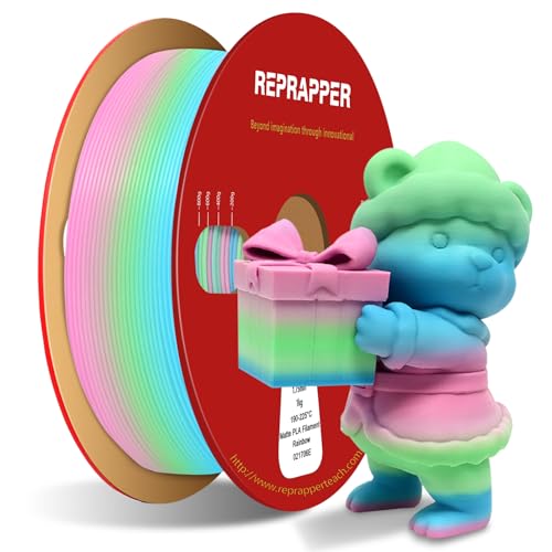 Image of RepRapper Rainbow PLA Filament, Multicolor PLA 1.75 mm Filament, (+-0.03 mm), Fast Change 1 kg PLA Filament 1.75 mm, Multi-Color 3D Printing Materials for 3D Printer, Matte Rainbow