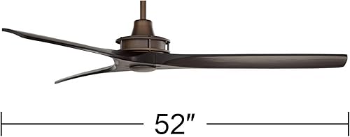 Miniatura 4 de Casa Vieja Ventilador de techo rústico de 52 pulgadas con 3 aspas para interiores con control remoto, bronce aceitado negro mate, madera maciza para