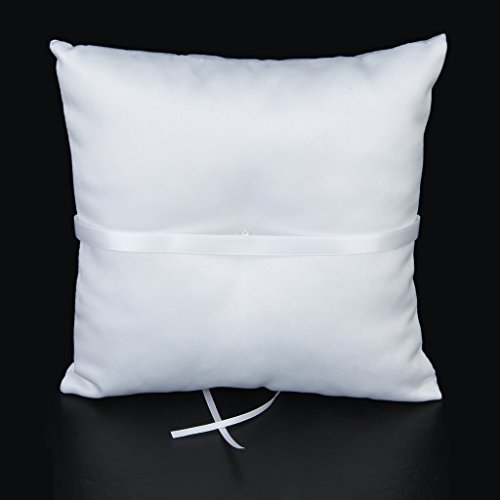 1 X White Double Heart Rhinestone Ring Pillow Wedding Ring Bearer Cushion by Bettli - Image 4