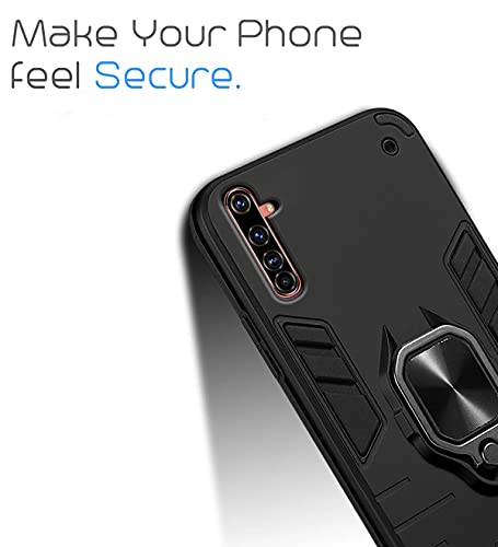 Image of Pikkme D5 Tough Armor Bumper Back Cover Case for Vivo X50 Pro |Ring Holder & Kickstand in-Built (Black)