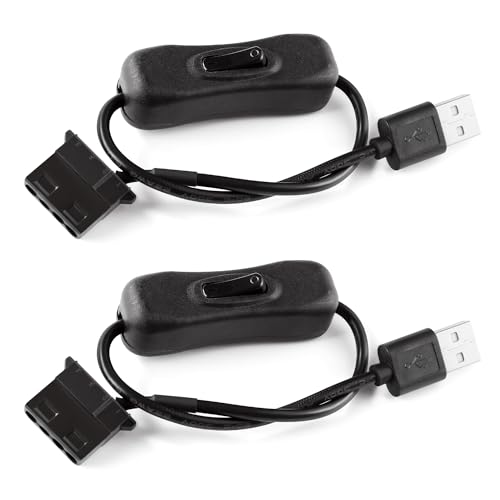 KUOQIY 2 Pièces 30cm Câbles Adaptateur D'alimentation USB vers 4 Broches Molex PWM 5V avec Interrupteur, Câble Adaptateur USB vers 4 Pin Molex Ventilateur...