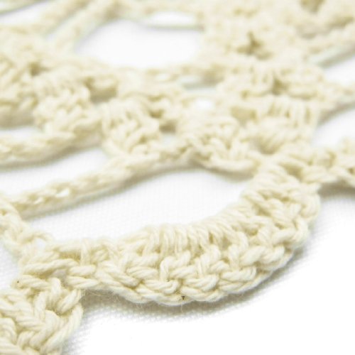 kilofly Handmade Crochet Cotton Lace Table Sofa Doily, Waterlily, Beige, 20 inch - Thumbnail 3