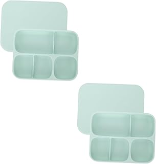 Toyvian Placa De Compartimento Com Tampa Para Bebês 2 Peças Placas Divididas Prato De Plástico Dividido Sucção De Bebê Tigelas De Sucção De Bebê Placa De Silicone Para Criança Gel