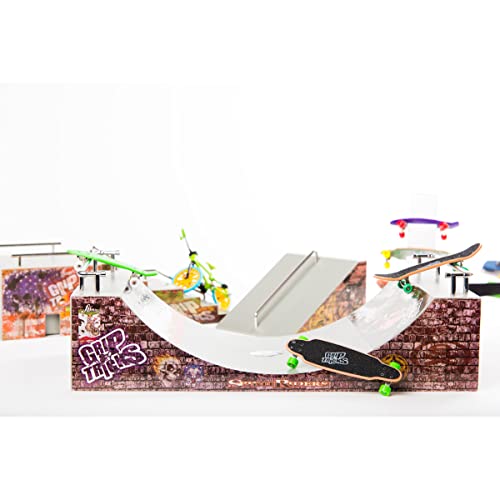 Grip And Tricks - Fingerboard Park Halfpipe With 1 Finger Skate 8 Extra Mini Fingerboards Wheels And 1 Mini Skateboard Tool - Finger Toy 11”X4.5”X4” For 6+ Years Old Kid #TOP2