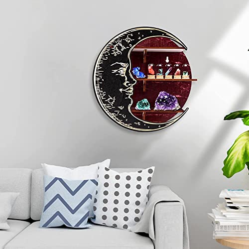 Aishangjia Antique Wall-Mounted Crystal Display Moon Stand, Crystal Display Stand, Wall Decoration Wooden Stand, Bedroom Kitchen Essential Oil Shelf (Purple) #TOP4