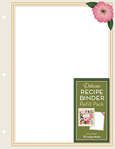 Recarga de fichário de receitas deluxe - Receitas favoritas (floral): 25 folhas para fichários de 3