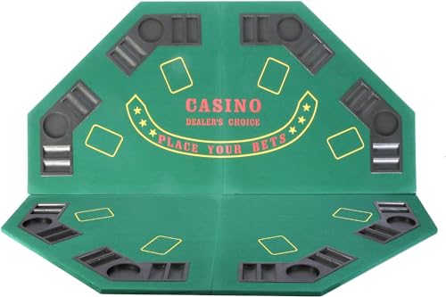 LUCKYERMORE 47” Poker Table Top Folding Card Game Table Top 8 Players with 500 Poker Chip Set Carry Bag for Blackjack Texas Holdem Casino