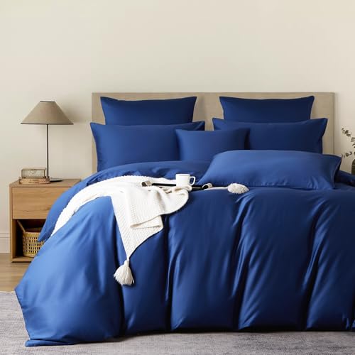 YASMENG Mako Satin Duvet Cover Set 135x200 cm, Blue