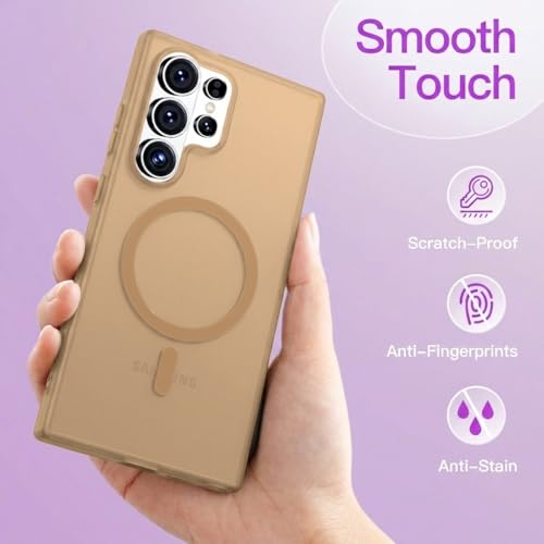 Image of DIZORO Matte Case for Samsung Galaxy S26 Ultra Compatible with MagSafe, Camera Lens Full Protection, Shockproof Translucent Frosted TPU Soft Phone Cover, Anti-Fingerprint (Desert)