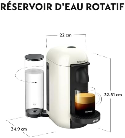 Nespresso Krups Vertuo Plus Blanc -Machine à café 4 tailles de tasses | Cafetière capsule à technologie Centrifusion - Prépare 4 longueurs de café - Reconnaissance automatique - Kit de 12 capsules - Image 3