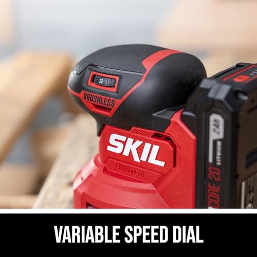 SKIL PWR CORE 20V Brushless Random Orbital Sander Kit Including 2.0Ah Battery and Charger-SR7603B-10