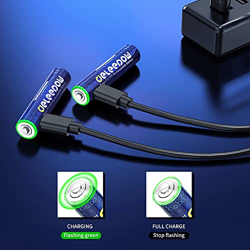 Deleepow Rechargeable Aaa Batteries Usb Port 1200Mwh Aaa Lithium Rechargeable Batteries 1500 Cycle With Usb Cable 4-Pack #TOP5