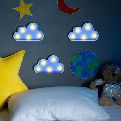 Clothmile 3 Pcs Led Night Light Led Blue Clound Night Light Can Be Hung On The Wall Kids Room Light, Suitable For Birthday Party Holiday Decoration Baby Room Nursery Decoration thumb #5