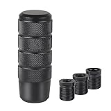 CNSPEED Shift Knob, 3.78' Aluminum Weighted Car Gear Shift Manual knobs with 3 Threaded Adapters M8 M10 M12 Fit Universal Manual Transmission Vehicle (Black)