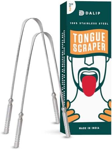 Tongue Scraper for Adults, 2 Pack Stainless Steel Tongue Cleaner, Easy to Use Metal Tongue Scrubber, Reusable Oral Hygiene Tool for Bad Breath
