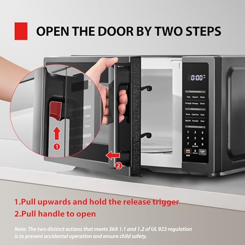 TOSHIBA ML4-EM09PA(BS) Small Countertop Microwave Oven with 6 Auto Menus, Mute Function, Child Lock, Kitchen Essentials for Dorm, 0.9 Cu Ft, 10.6 Inch Removable Turntable, 900W, Black Stainless Steel - Image 3