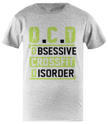 Tambootee OCD Obsessive Crossfit Disorder Camiseta Gris para Hombre, Camisa Sencilla De Algodón para Hombre