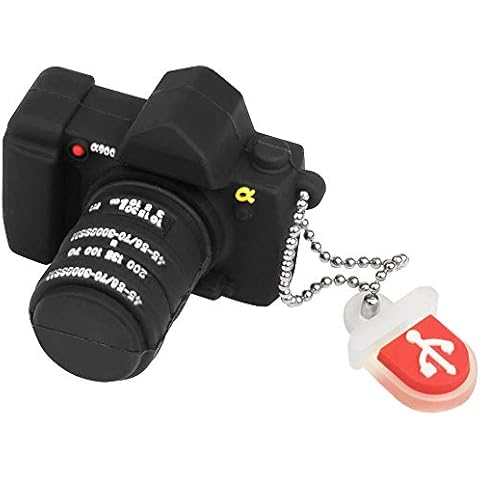 LEIZHAN Cute USB Flash Drive 32GB Camera Shape Thumb Drive Silicone Memeory Stick U Disk for Kids Students Gift Pendrive, Black Cover