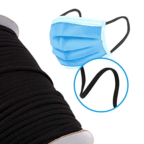 145 Yard 1/4 Inch Wide Black Elastic String Cord Bands Rope for Sewing Crafts DIY Mask (145 Yard Black)