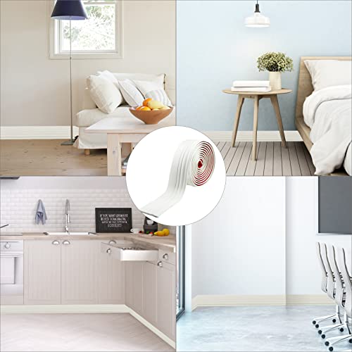 Pluden Flexible Wall Baseboard Molding Trim, Peel And Stick Wall Base Moulding Trim, 4 Inch(W) X 16.4 Feet(L) Self Adhesive Vinyl Wall Baseboards Moulding Trim For Wall Base Cove Base #TOP4