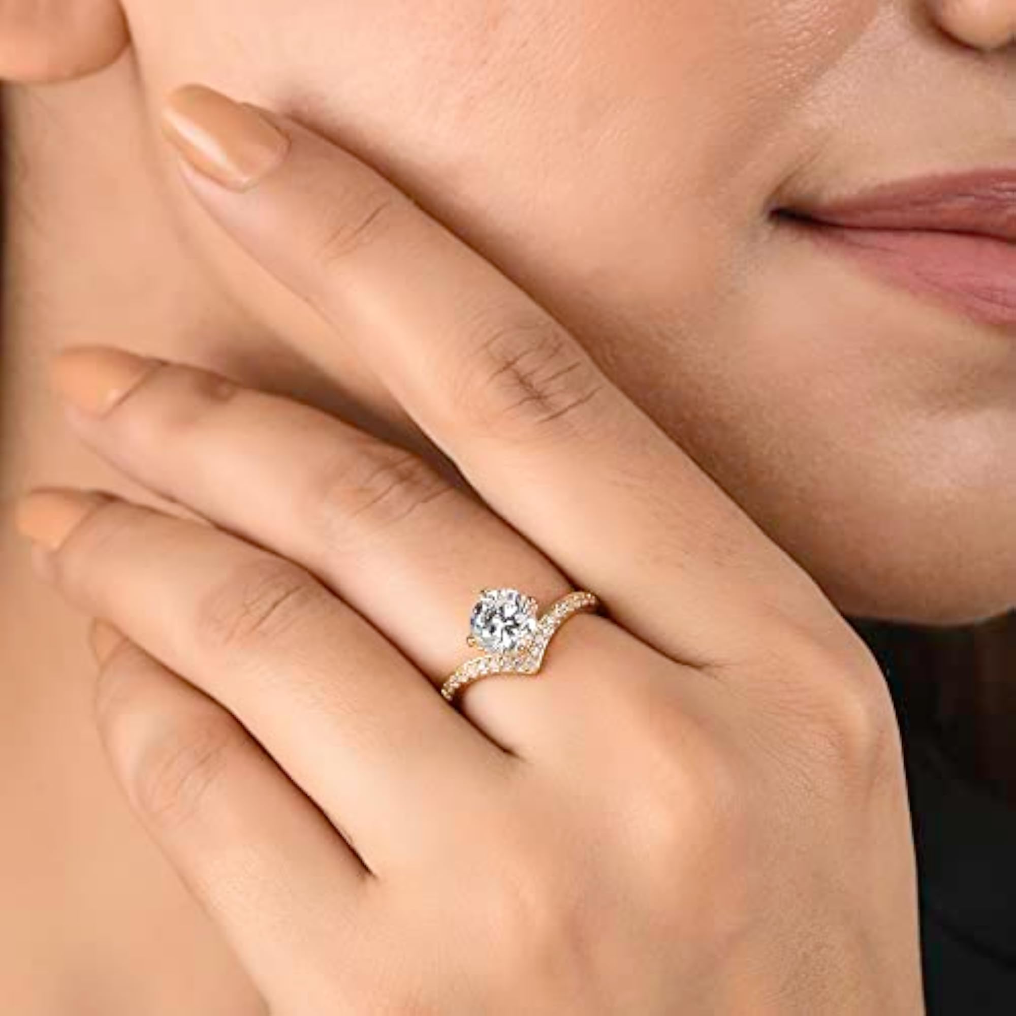 Elegant Princess Cut Zircon Plated Ring
