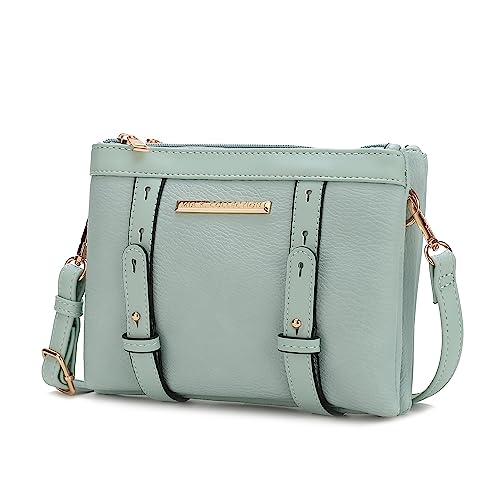 MKF Collection Bolsa tiracolo feminina, bolsa de ombro de couro vegano, bolsa pequena da Mia K, Espuma de mar de cristal, Medium