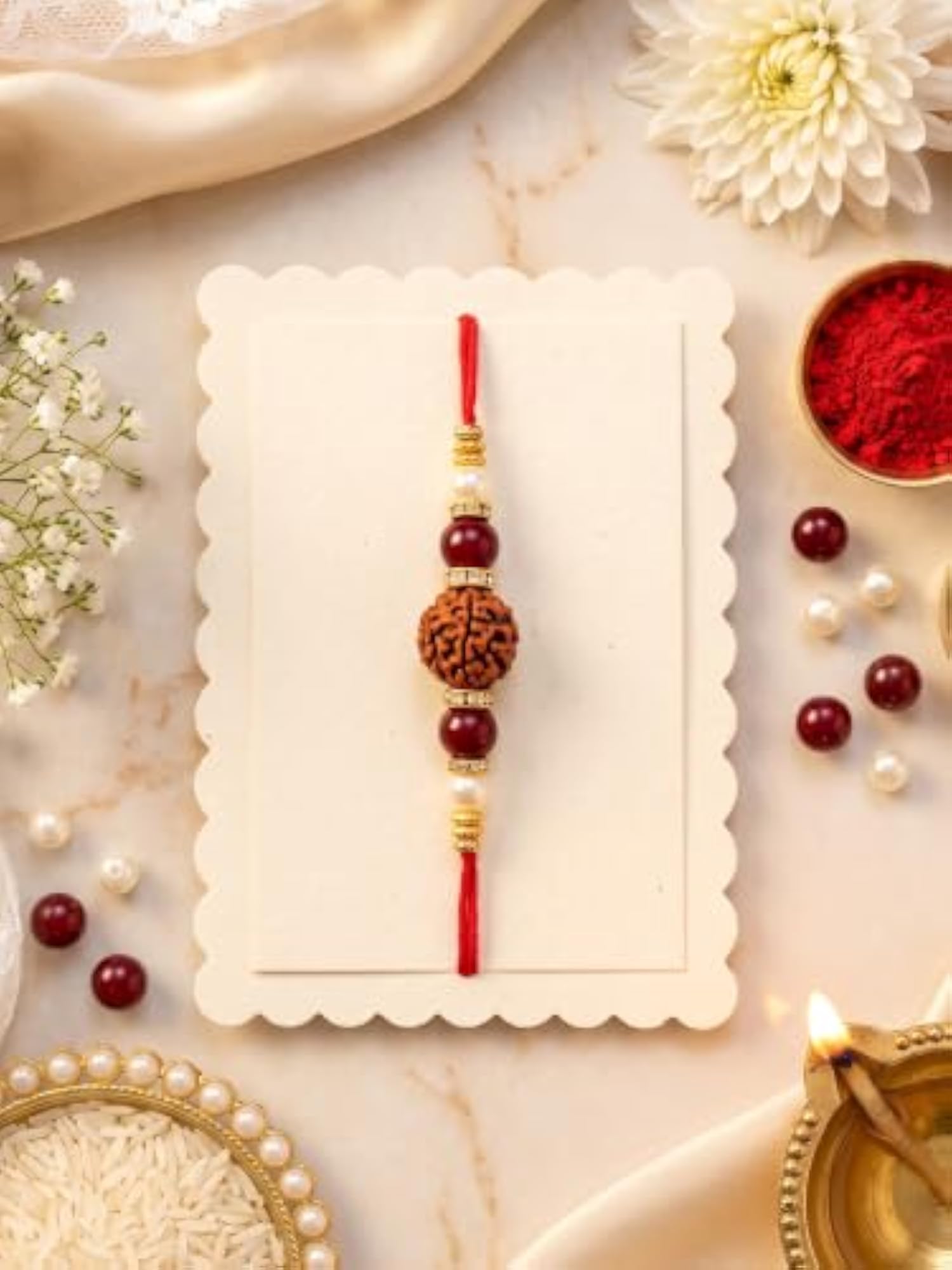 Plated Rudraksha Studded Bhaiya Rakhi