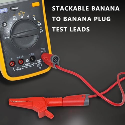 Image of ZIBOO ZB-X13 Stackable Banana to Banana Plug Test Leads,Test Cable Wire for Multimeter,Circuit Testing,4mm Banana Male Plugs Fully Insulated Stackable Shrouded