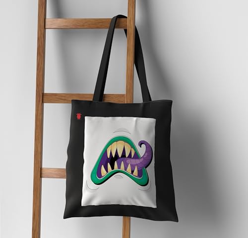 Image of ZORI Black Tote Bag With Pocket Printed Designed Canvas Tote Bags For Women large capacity,Tote bag For Shopping, College, Travel, More Canvas Handbag For Unisex Bag