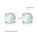 GEMSME 18K White Gold Plated 8mm Round Opal Stud Earrings For Women