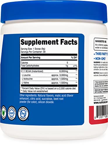 Nutricost BCAA Powder (Strawberry Kiwi, 30 Servings) - Optimal 2:1:1 Ratio - Image 5
