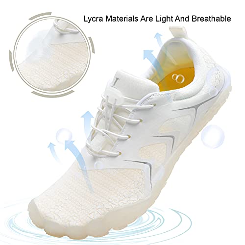 L-Run White Water Rafting Shoes Walking Sneaker White Women M Us (Women 12, Men 10)=Eu43 #TOP4