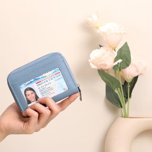 Image of SENDEFN Leather Wallet Women RFID Blocking Small Compact Wallets Credit Card Holder with ID Window