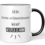 JUNIWORDS Tasse, Ich bin Informations- und Dokumentationsassistent. Warum? Weil ich es kann!, Schwarz (7180235)