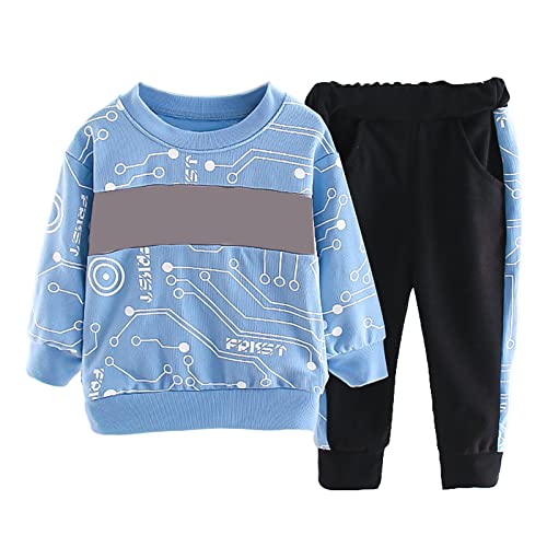 Conjunto de Moletom Infantil de 2 Peças, Pulôver Com Estampa de Letras, Ecológico para Meninos para